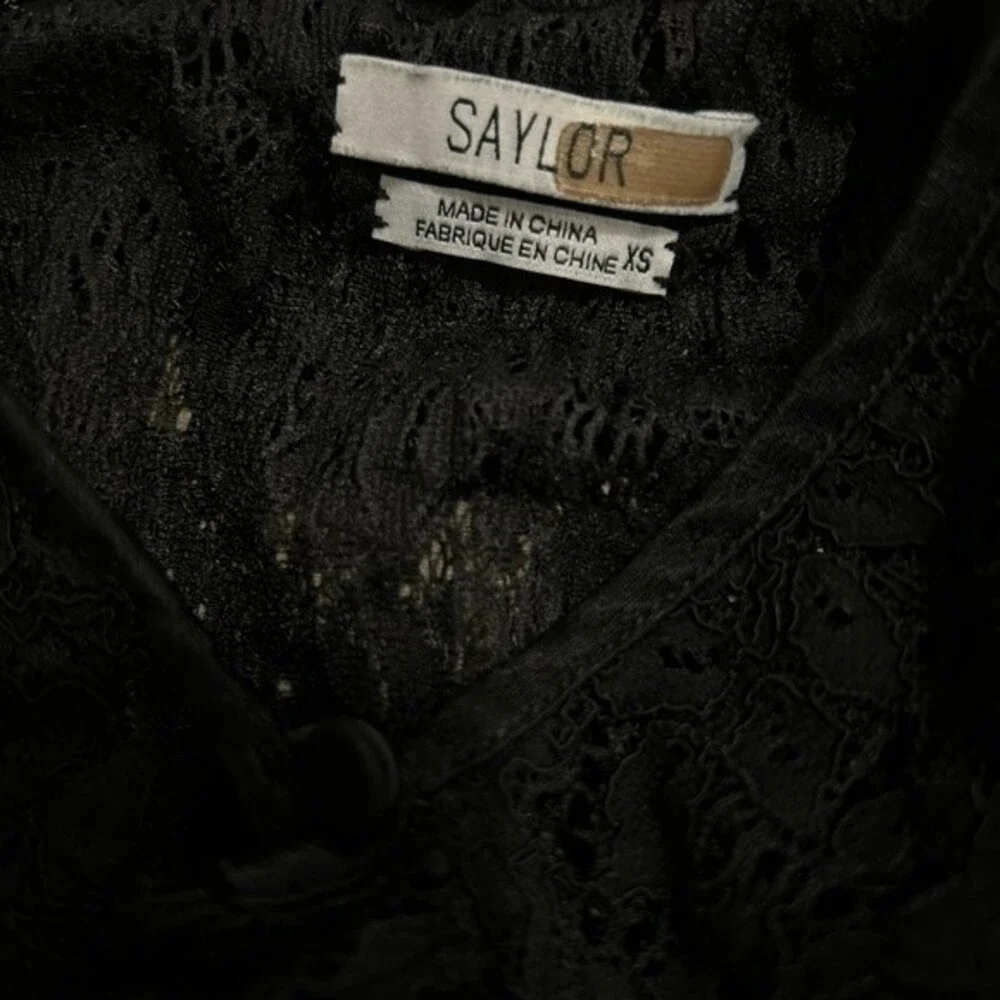 Saylor x Revolve Mariella Lace Ruffle Blouse in Black Goth Witchy